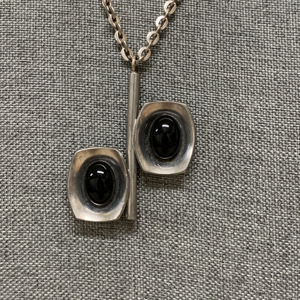 JORGEN JENSEN Modernist MCM Pewter Sterling Chain Necklace